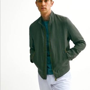 100% linen green bomber jacket